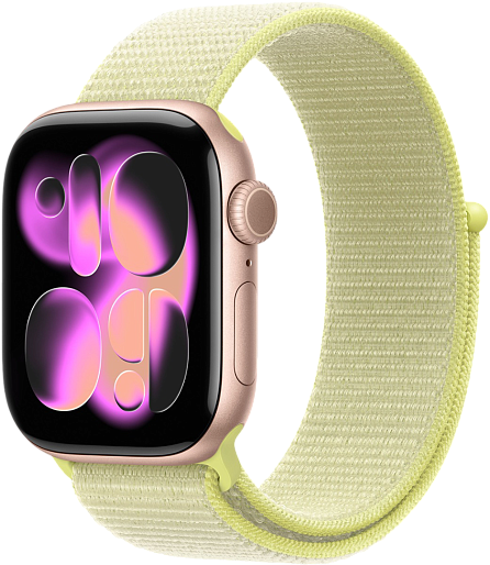 Умные часы Apple Watch Series 11 42mm with Sport Loop (розовое золото/желтый)