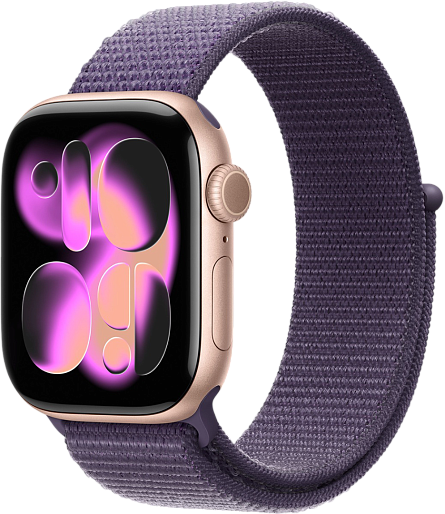 Умные часы Apple Watch Series 11 42mm with Sport Loop (розовое золото/фиолетовый)