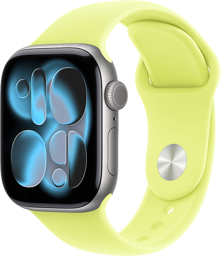 Умные часы Apple Watch Series 11 42mm with Sport Band (серый космос/желтый) S/M