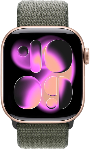 Умные часы Apple Watch Series 11 42mm with Sport Loop (розовое золото/зеленый)