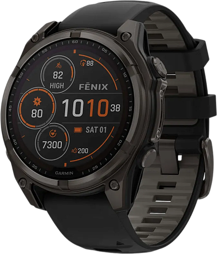 Умные часы Garmin Fenix 8 47mm Solar Sapphire (черный/серый)