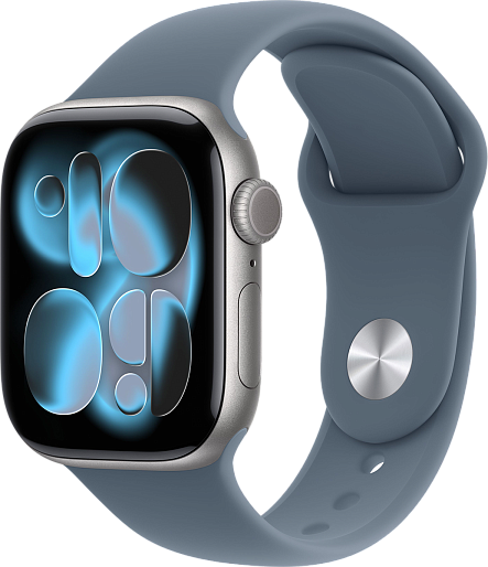 Умные часы Apple Watch Series 11 42mm with Sport Band (серый космос/синий) S/M