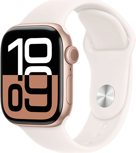 Умные часы Apple Watch Series 10 (46mm) Aluminum with Sport Band M/L (золото/розовый), без RuStore