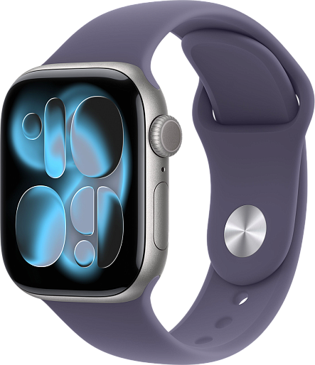 Умные часы Apple Watch Series 11 42mm with Sport Band (серый космос/фиолетовый) S/M
