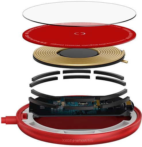 Беспроводная зарядка Baseus Simple Mini Magnetic Wireless Charger (красный)