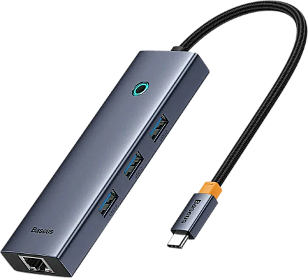 Изображение Baseus UltraJoy Series 4-port USB-A Hub 3.0*3+RJ45*1 Space Grey