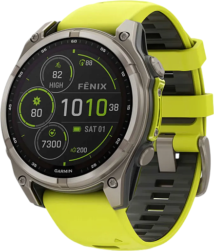 Умные часы Garmin Fenix 8 47mm Solar Sapphire (желтый/графит)