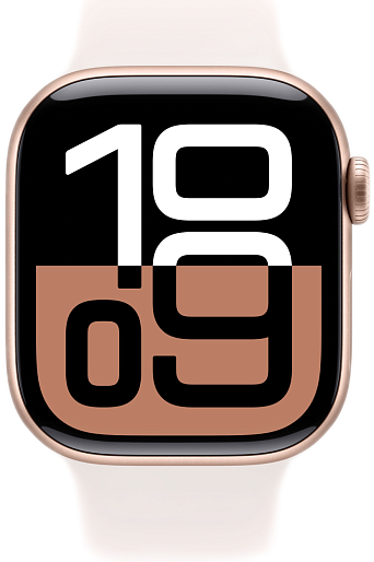 Умные часы Apple Watch Series 10 (46mm) Aluminum with Sport Band M/L (золото/розовый), без RuStore